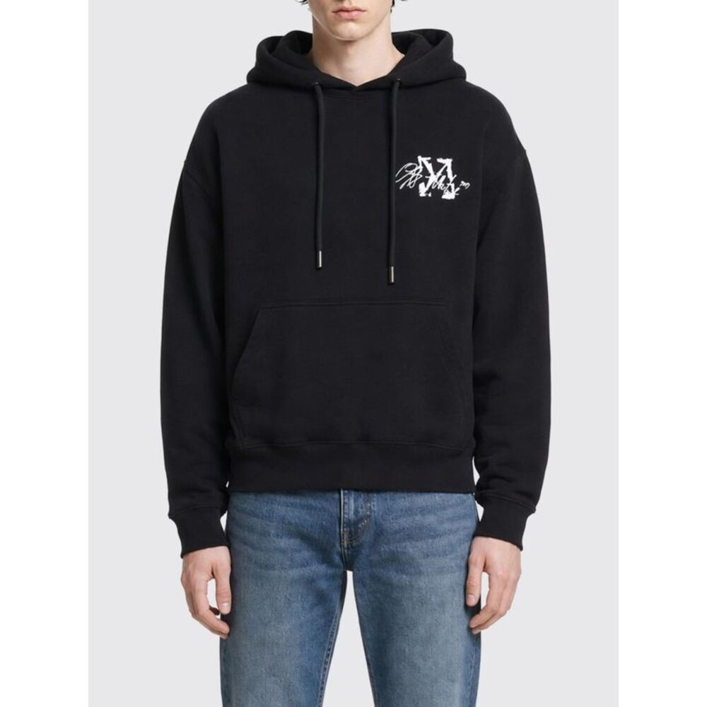 Off-White Men Off-White Arrow Logo Dropped-Shoulder Cotton Hoodie